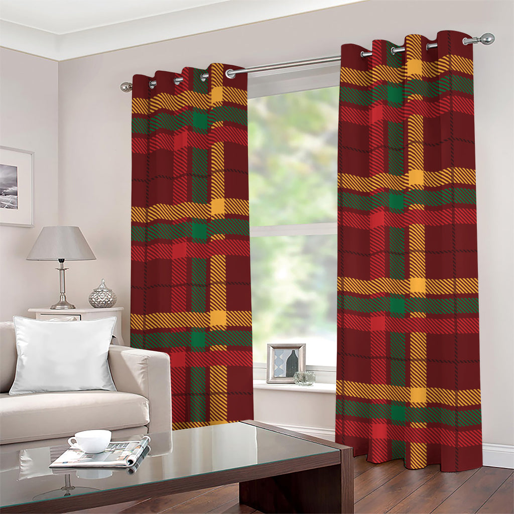 Red Green And Yellow Stewart Print Grommet Curtains