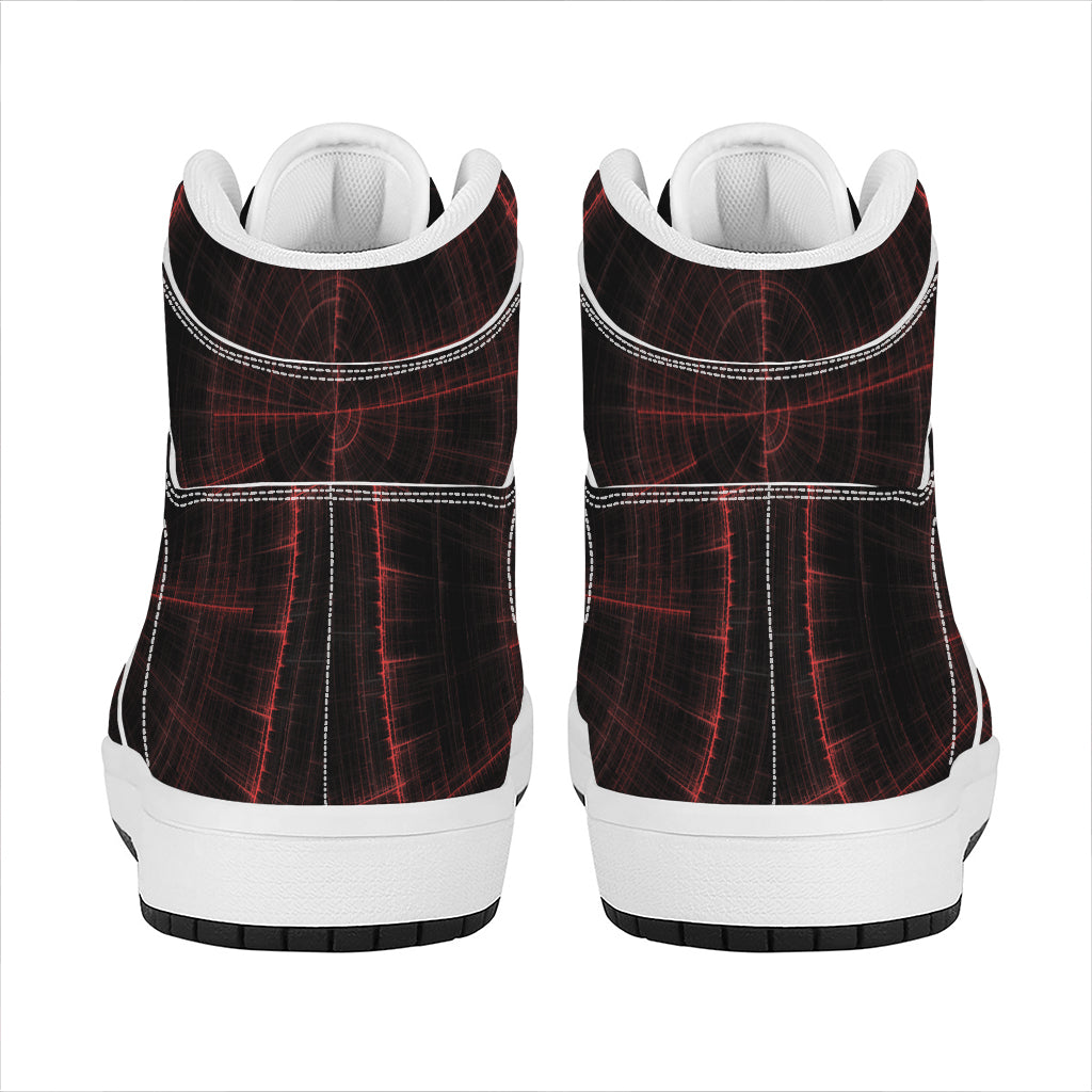 Red Gun Sight Print High Top Leather Sneakers
