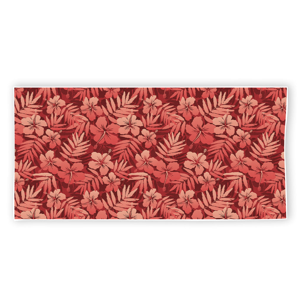 Red Hawaiian Tropical Pattern Print Beach Towel