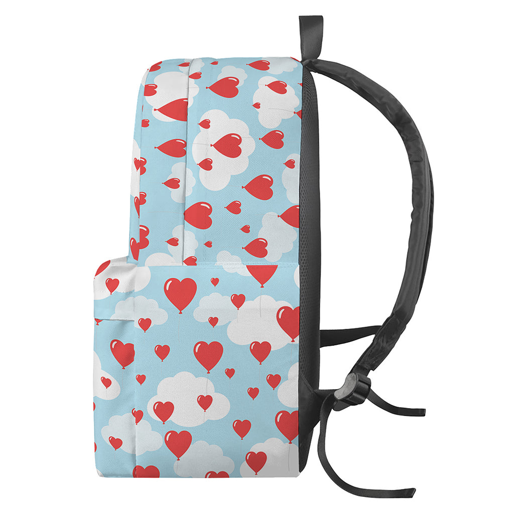 Red Heart Balloon Pattern Print Backpack