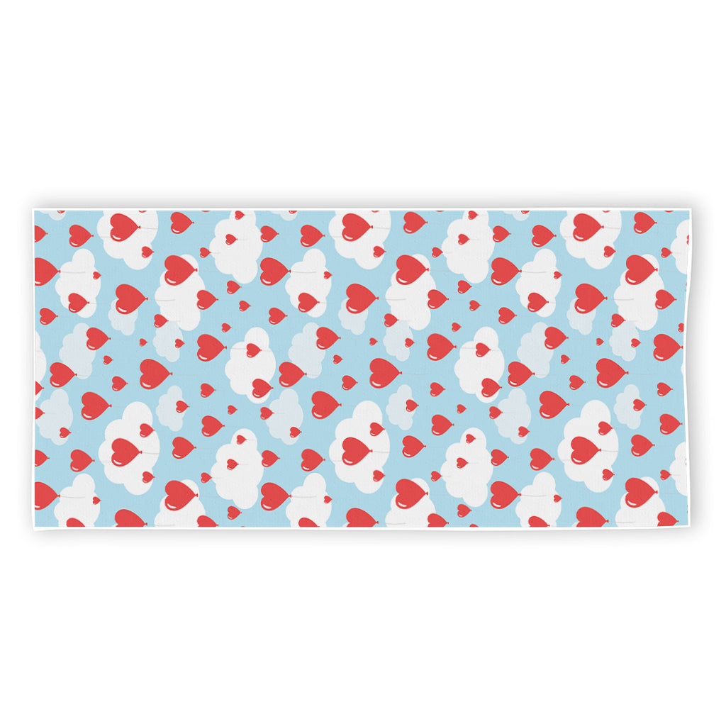 Red Heart Balloon Pattern Print Beach Towel