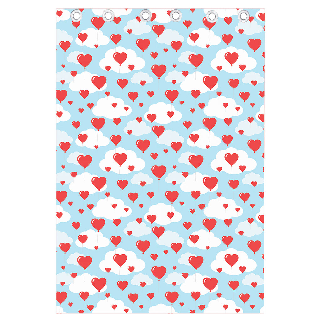 Red Heart Balloon Pattern Print Curtain