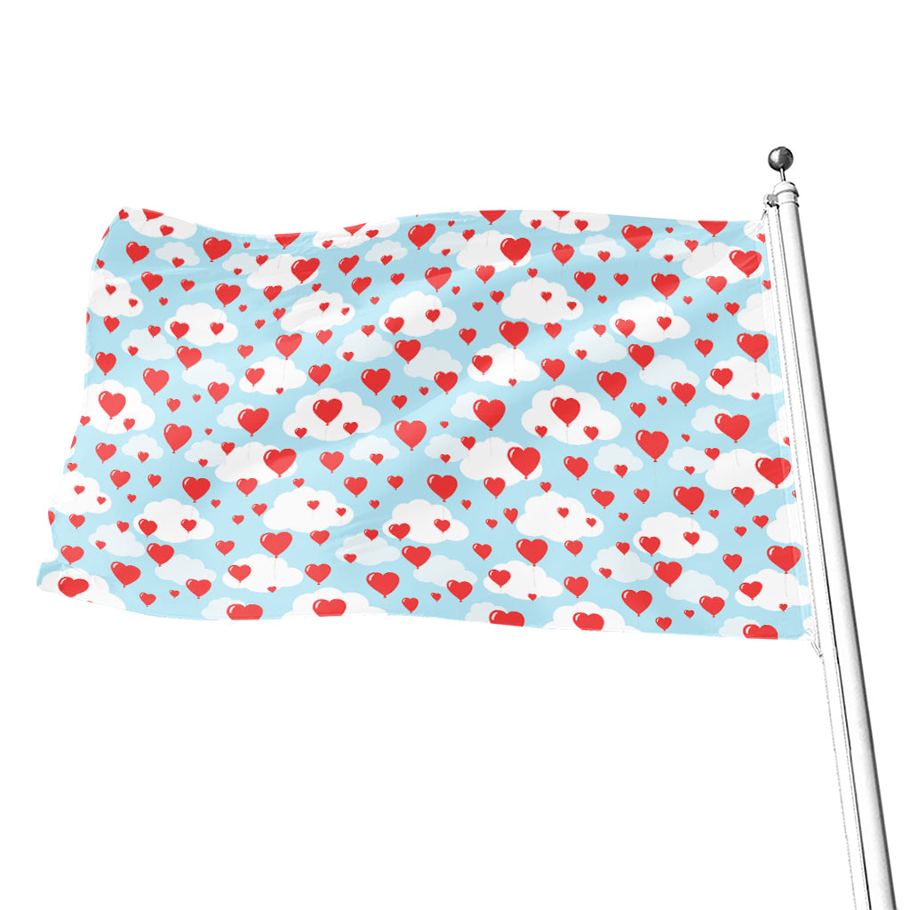 Red Heart Balloon Pattern Print Flag