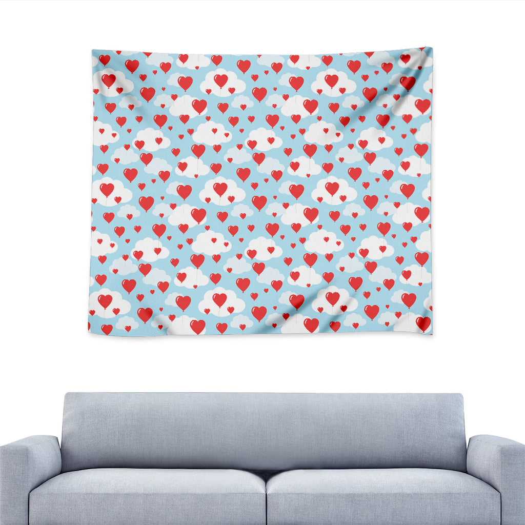 Red Heart Balloon Pattern Print Tapestry