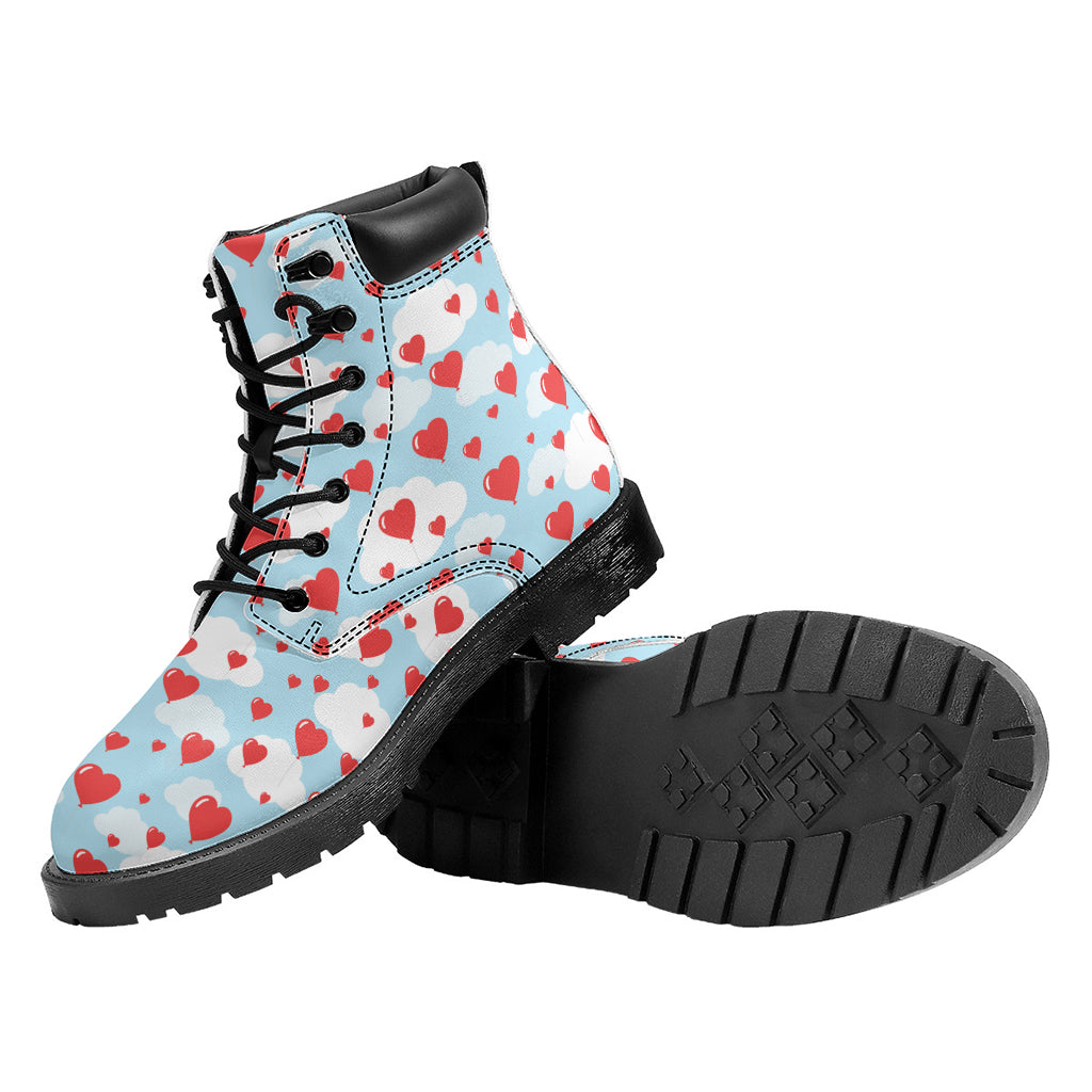 Red Heart Balloon Pattern Print Work Boots