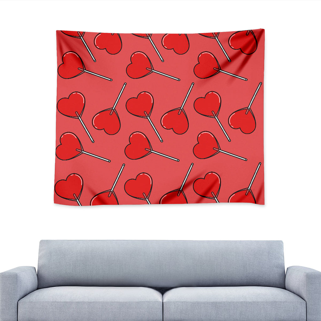 Red Heart Lollipop Pattern Print Tapestry