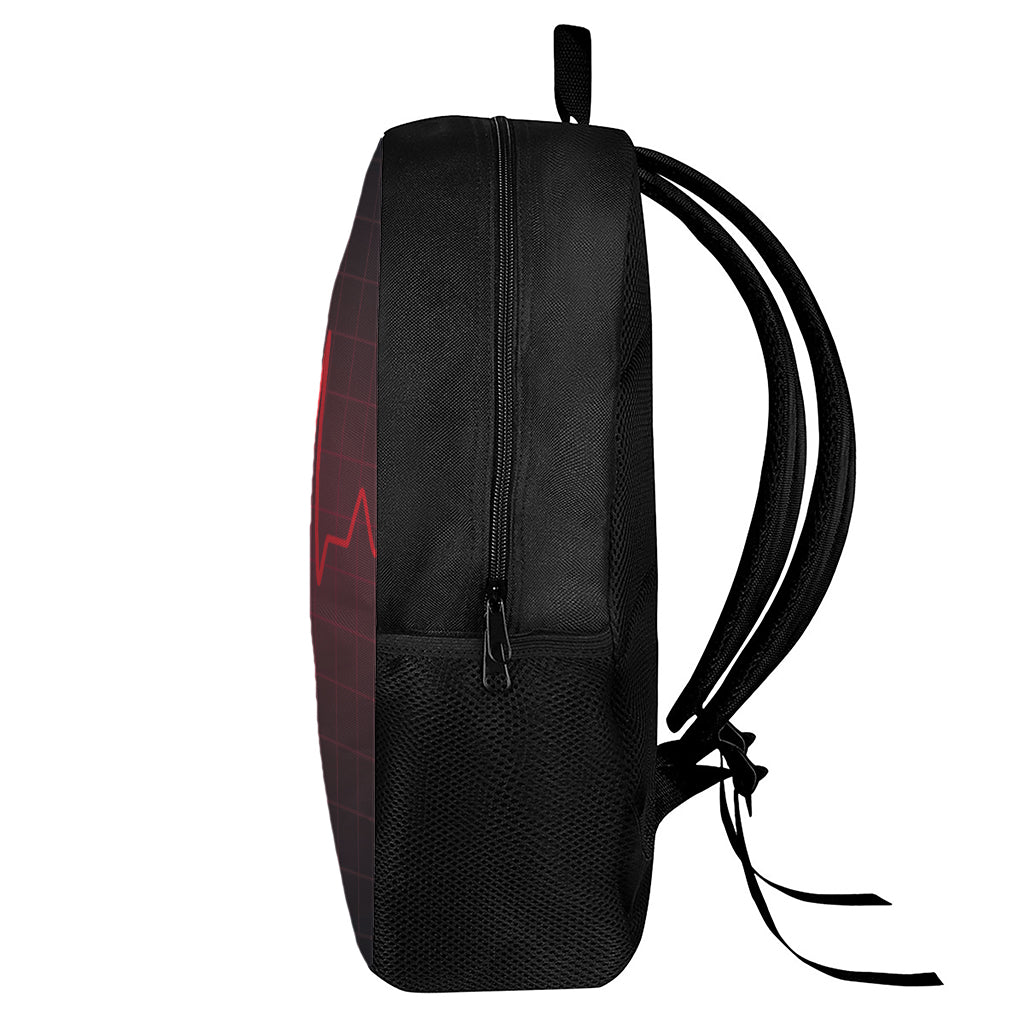 Red Heartbeat Print 17 Inch Backpack