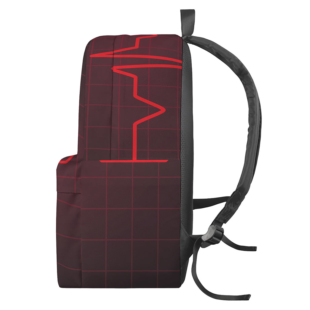 Red Heartbeat Print Backpack