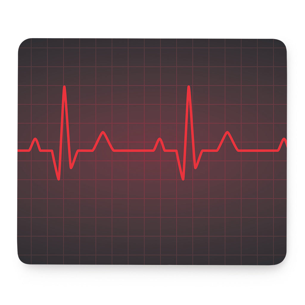 Red Heartbeat Print Mouse Pad
