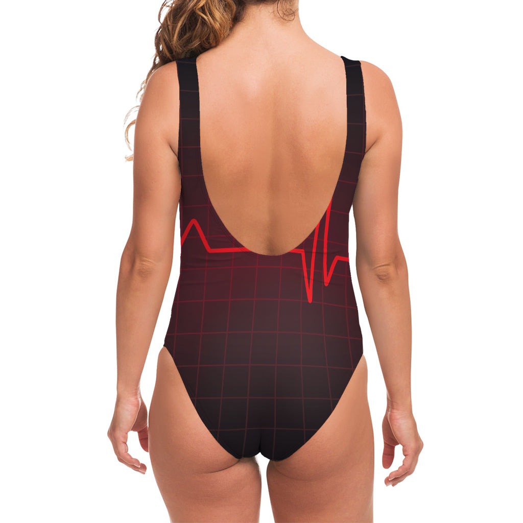 Red Heartbeat Print One Piece Swimsuit