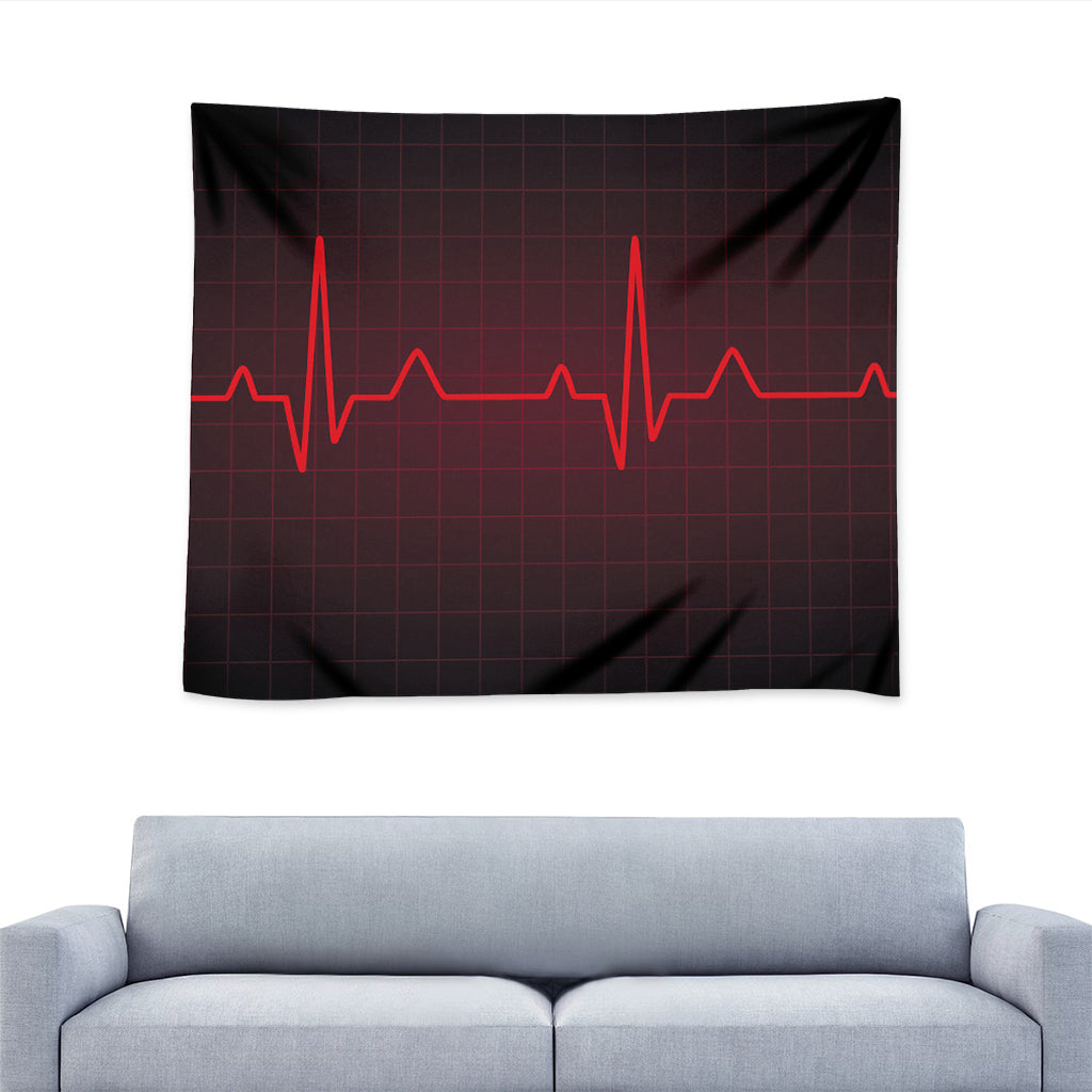 Red Heartbeat Print Tapestry