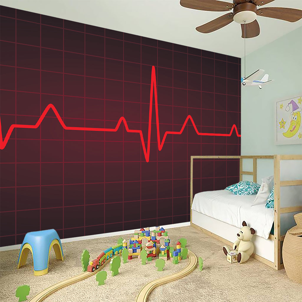 Red Heartbeat Print Wall Sticker