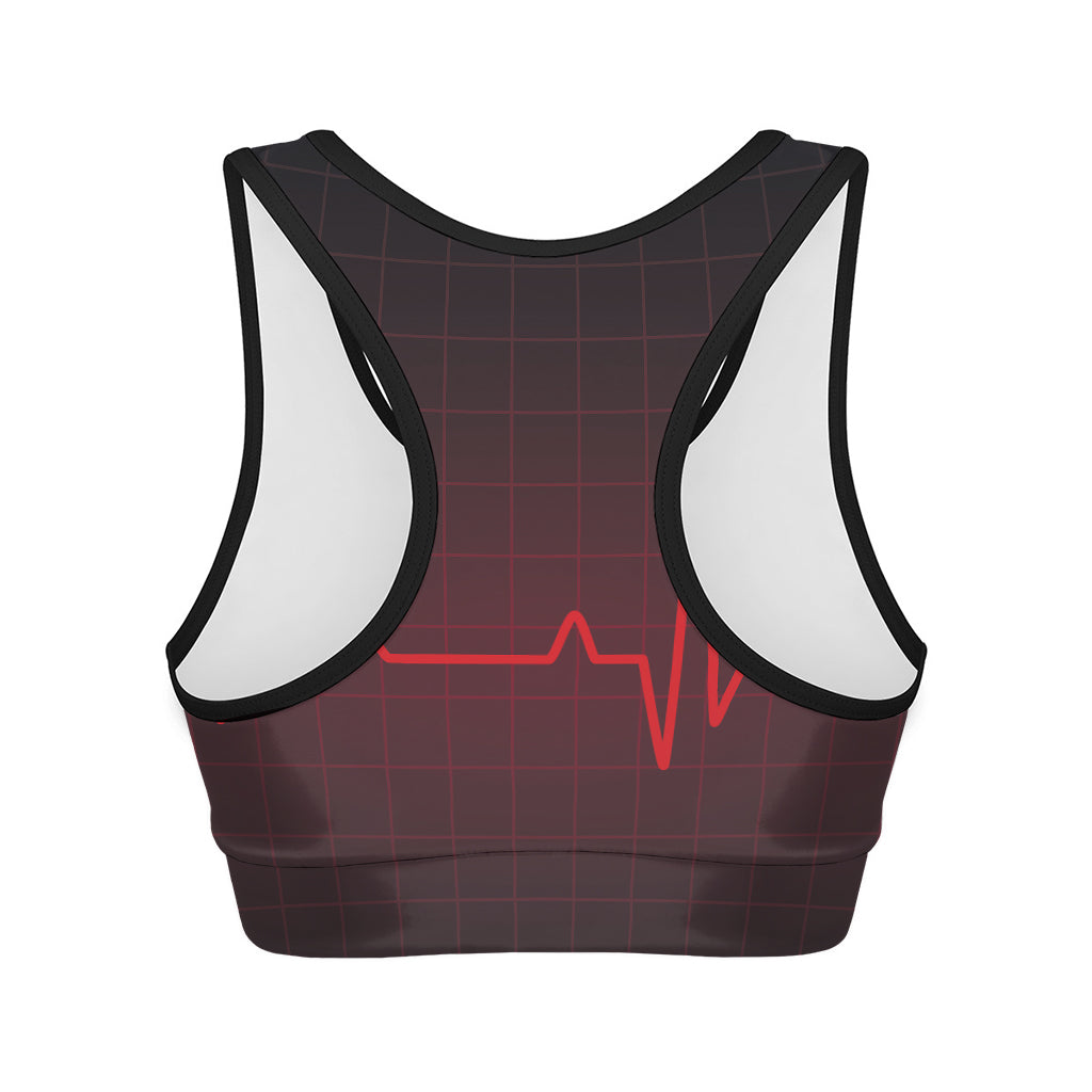Red Heartbeat Print Women's Sports Bra