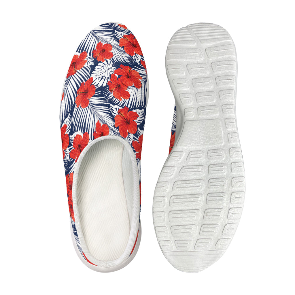 Red Hibiscus Tropical Pattern Print Mesh Casual Shoes