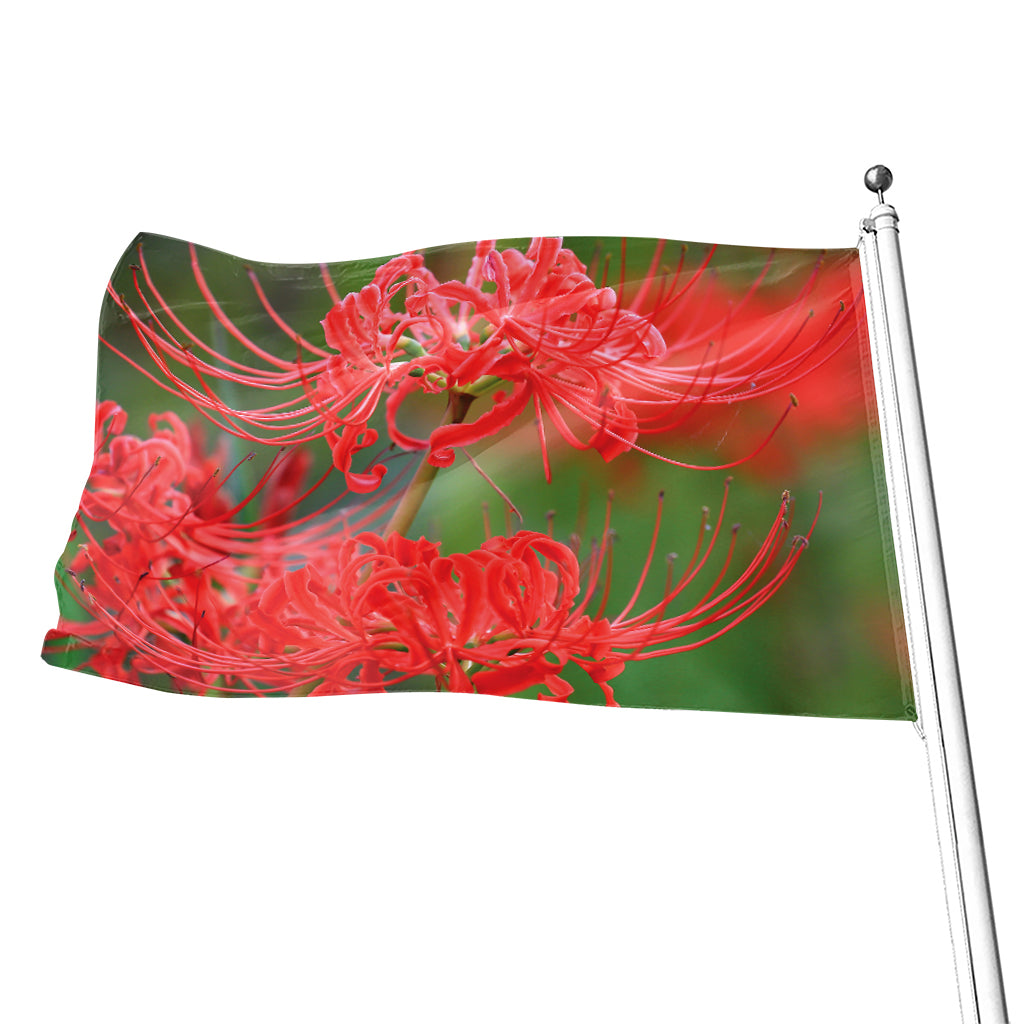 Red Japanese Amaryllis Print Flag