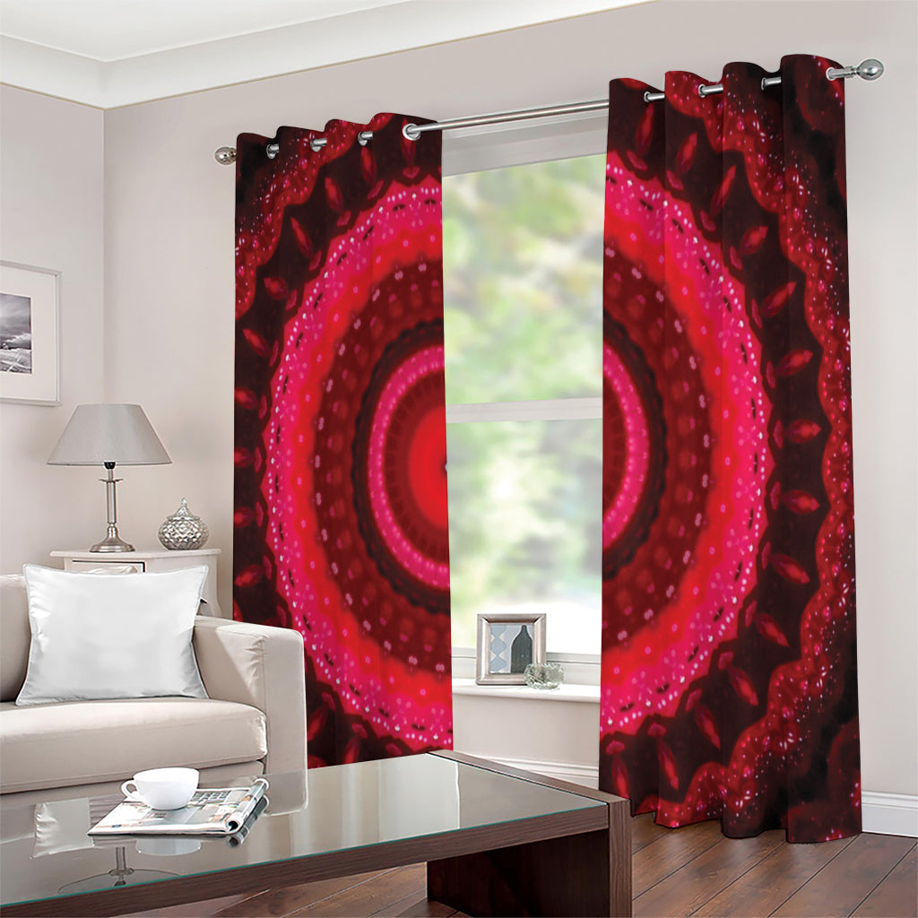 Red Kaleidoscope Print Extra Wide Grommet Curtains