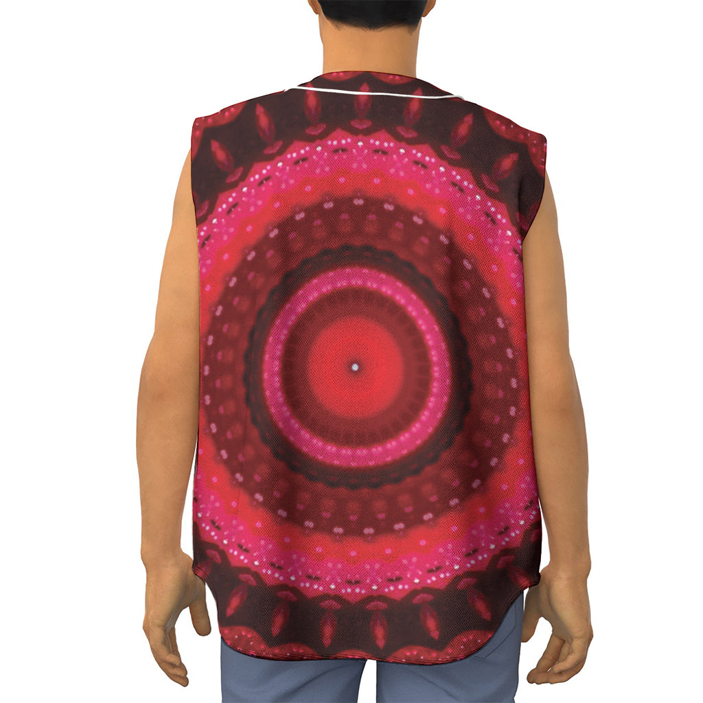 Red Kaleidoscope Print Sleeveless Baseball Jersey