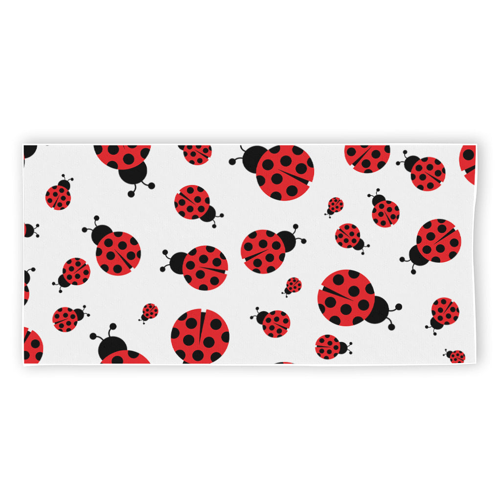 Red Ladybug Pattern Print Beach Towel