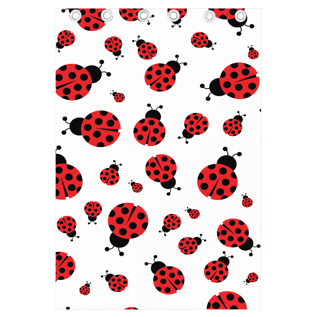 Red Ladybug Pattern Print Curtain