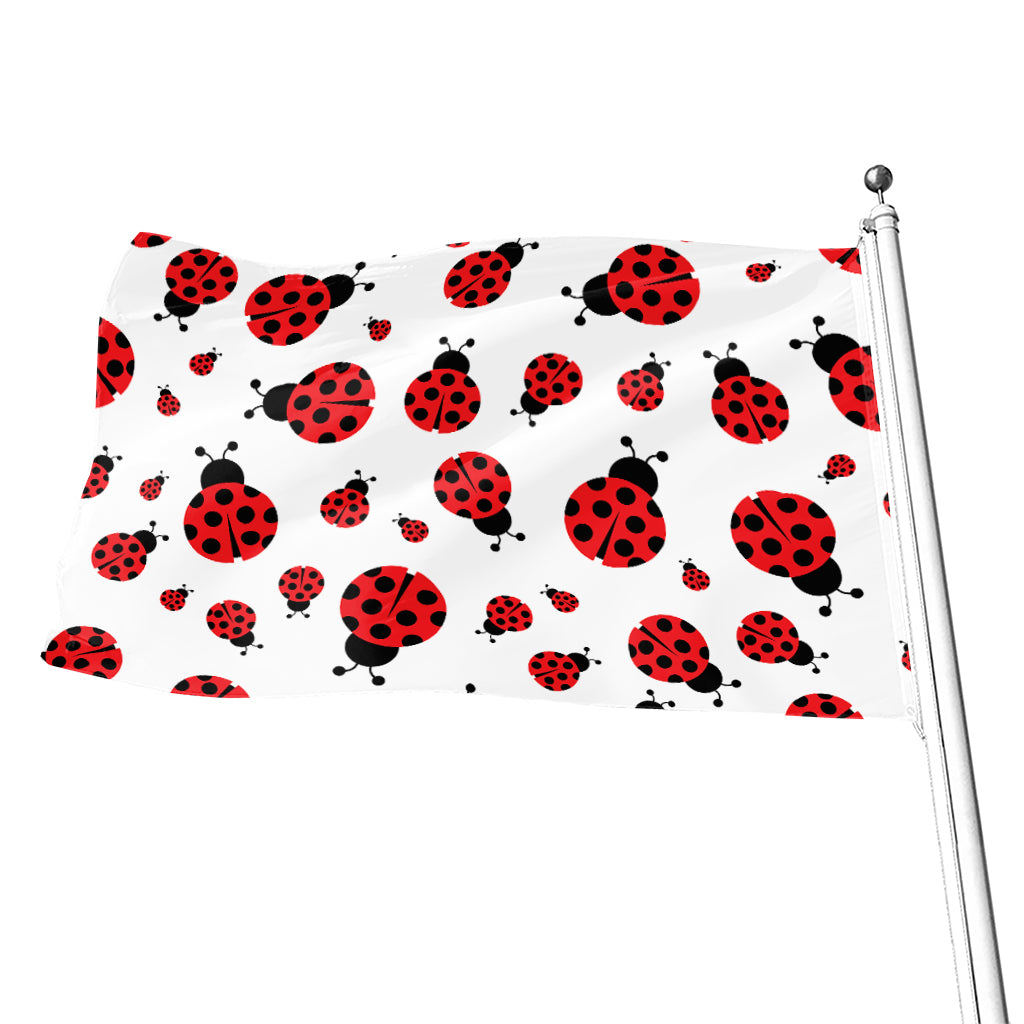 Red Ladybug Pattern Print Flag