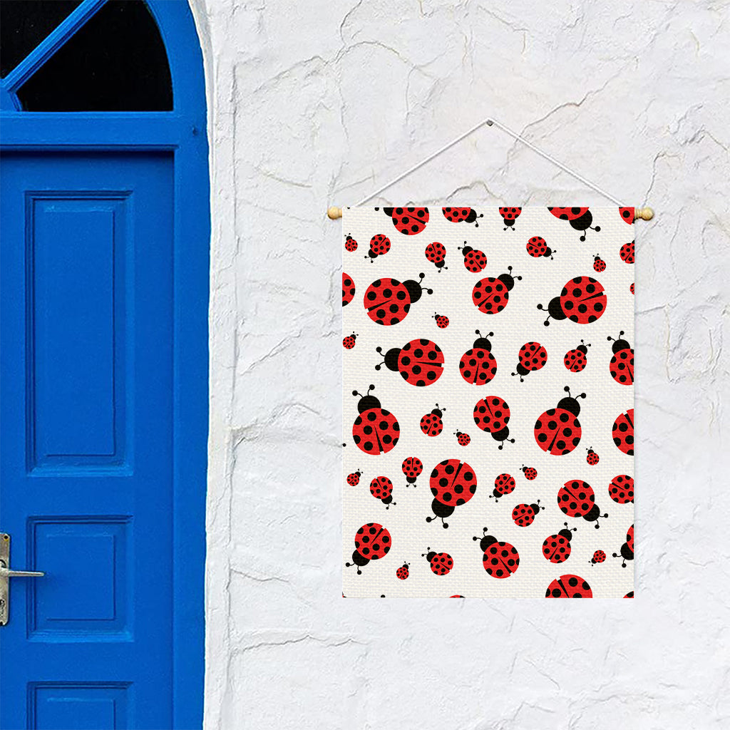 Red Ladybug Pattern Print Garden Flag