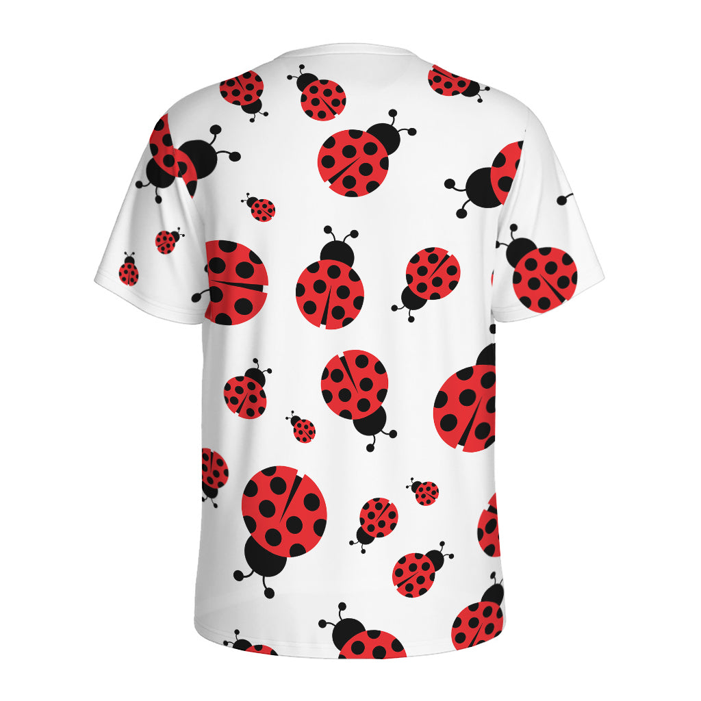 Red Ladybug Pattern Print Men's Sports T-Shirt