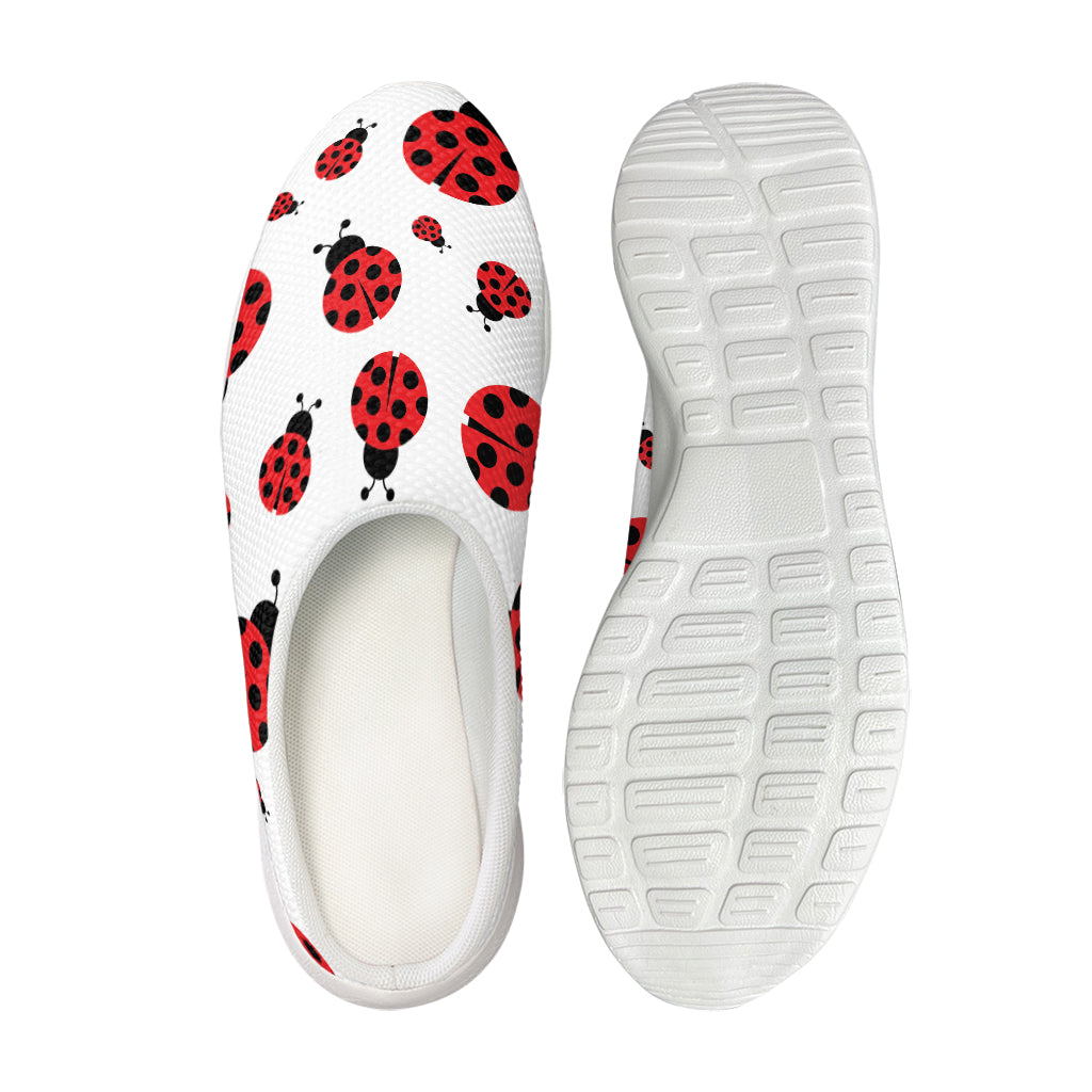 Red Ladybug Pattern Print Mesh Casual Shoes