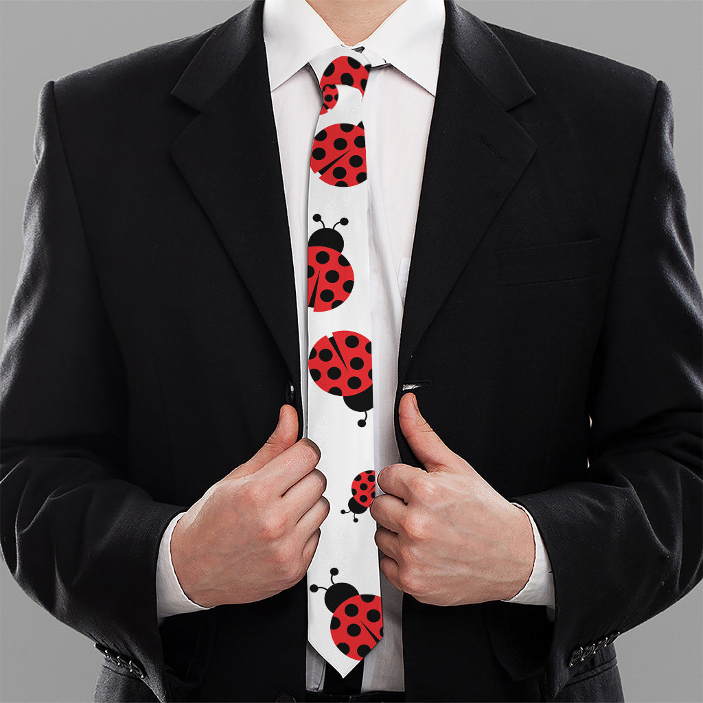 Red Ladybug Pattern Print Necktie