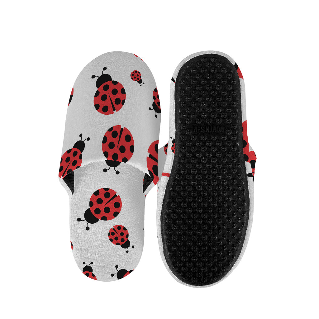Red Ladybug Pattern Print Slippers