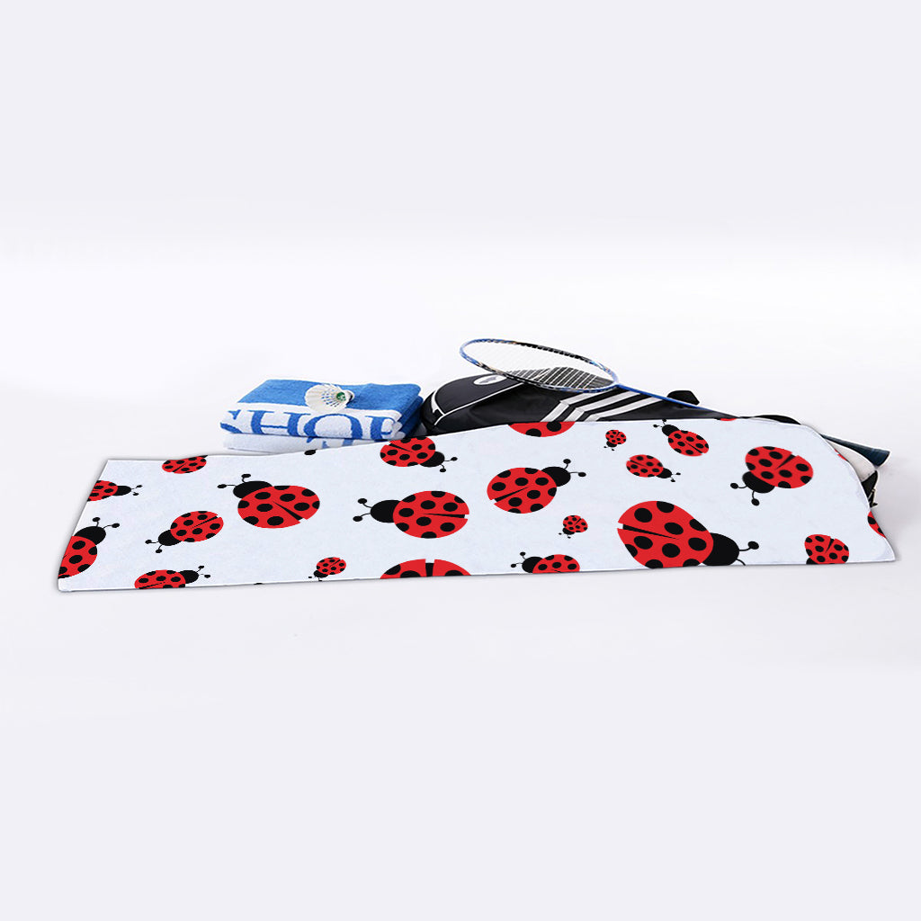Red Ladybug Pattern Print Sports Towel