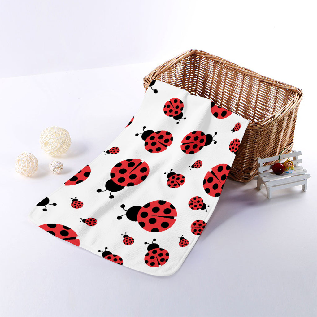Red Ladybug Pattern Print Towel