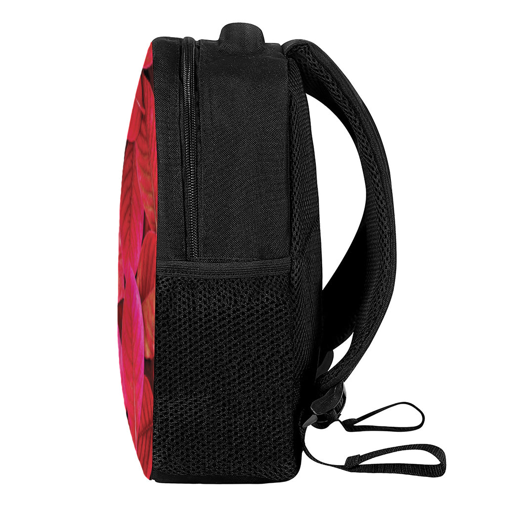 Red Leaf Print Casual Backpack
