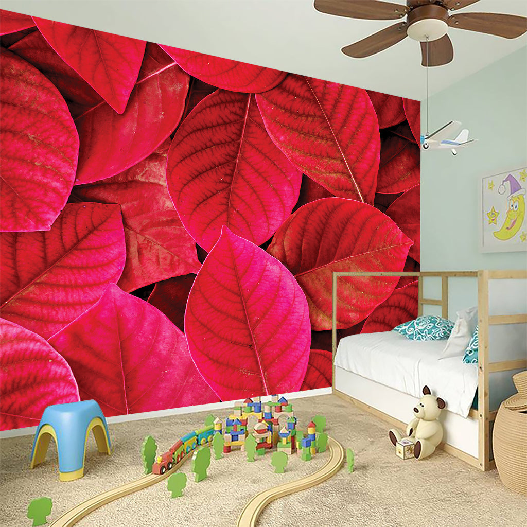 Red Leaf Print Wall Sticker
