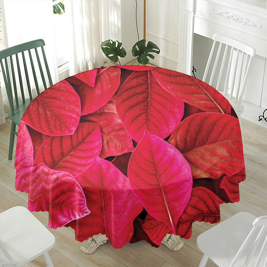 Red Leaf Print Waterproof Round Tablecloth