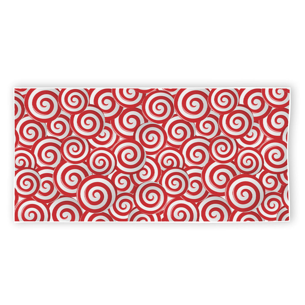 Red Lollipop Candy Pattern Print Beach Towel