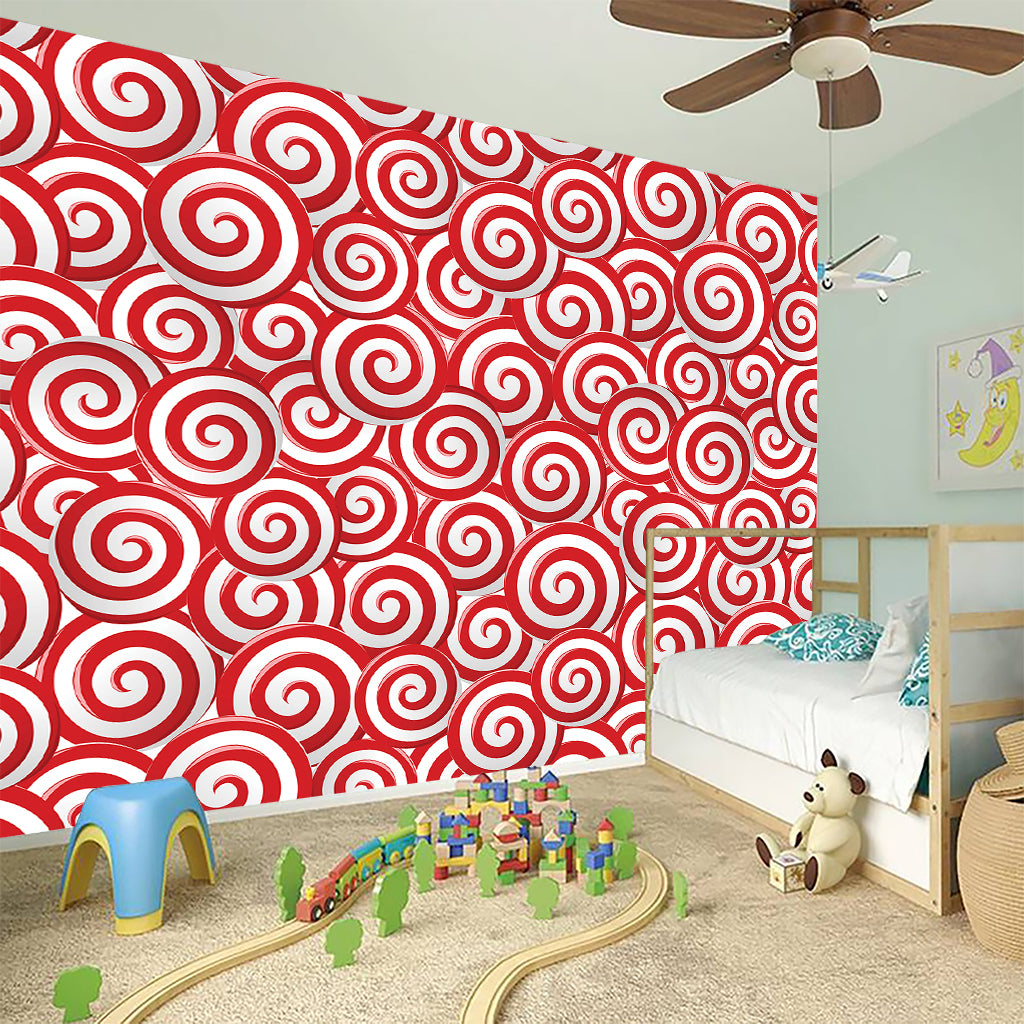 Red Lollipop Candy Pattern Print Wall Sticker