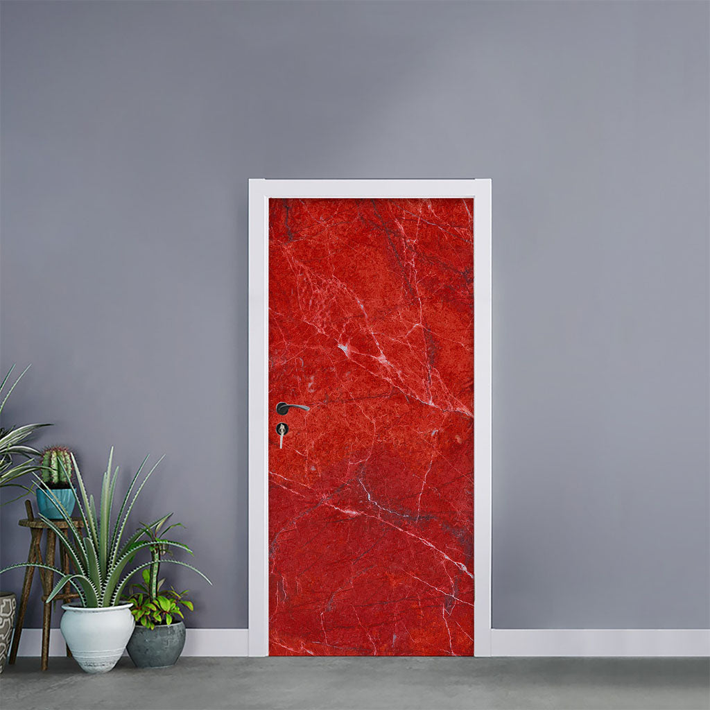 Red Marble Print Door Sticker