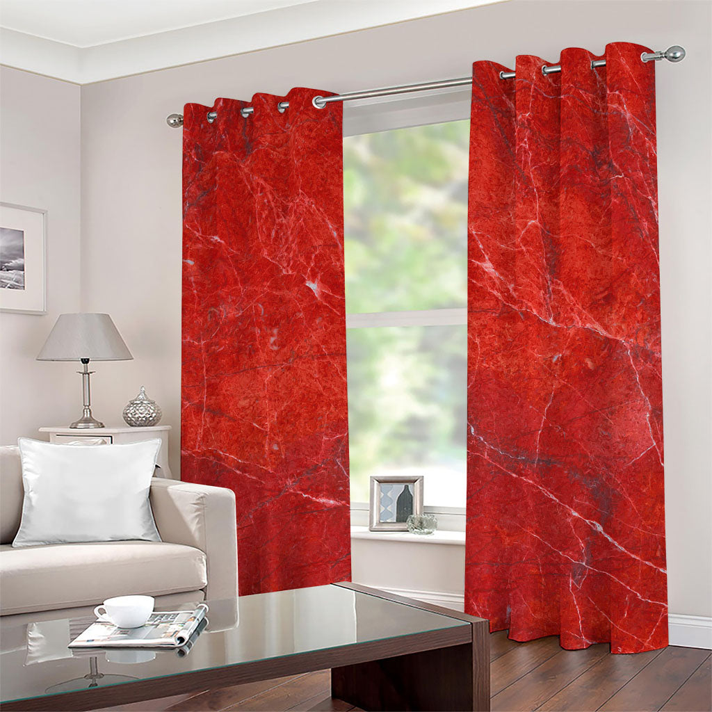 Red Marble Print Grommet Curtains