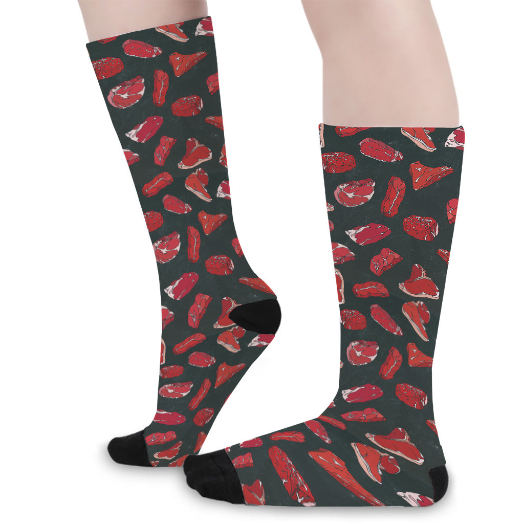 Red Meat Pattern Print Long Socks