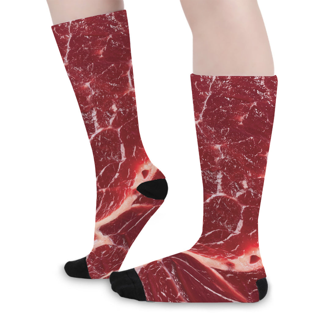 Red Meat Print Long Socks