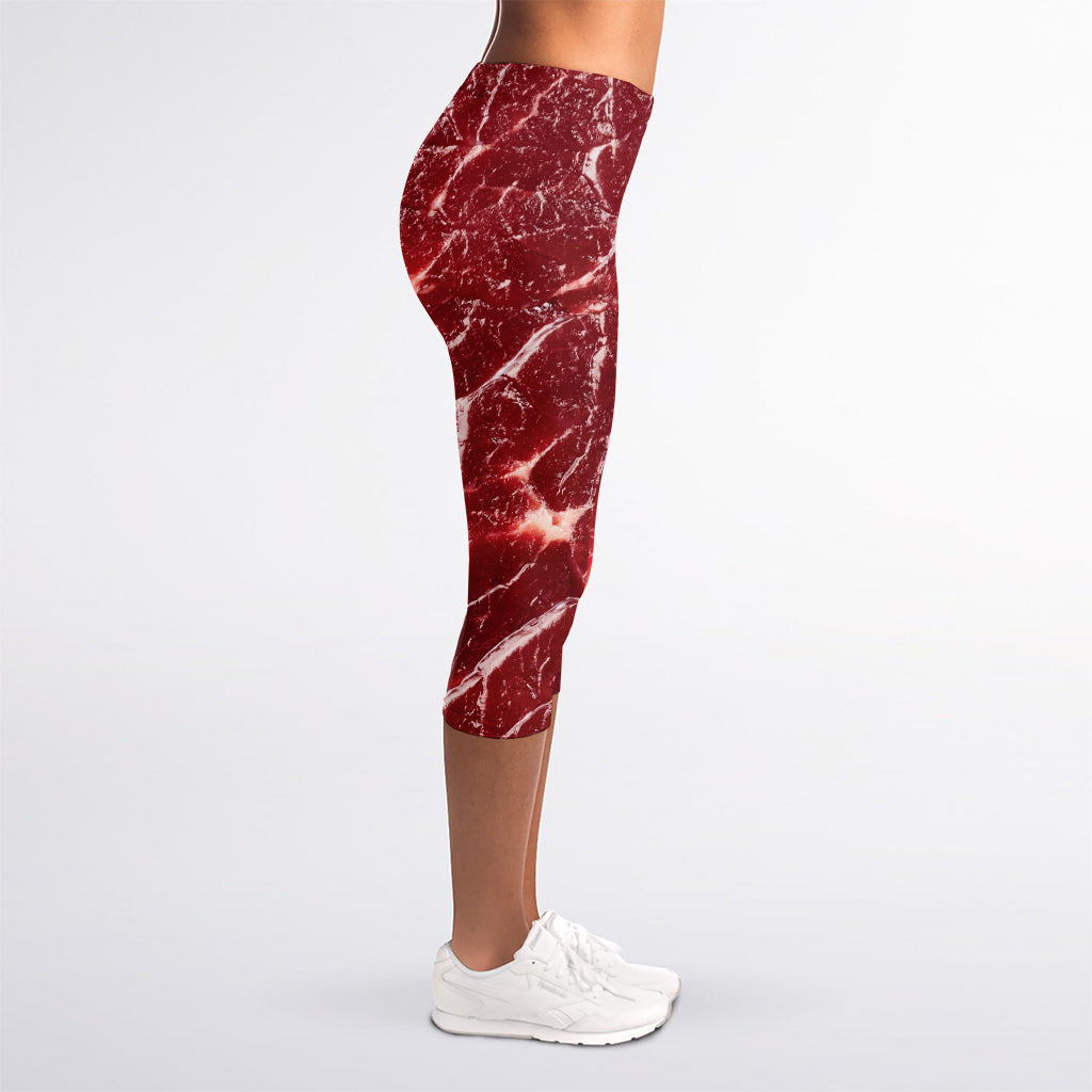 Red Meat Print Women's Capri Leggings
