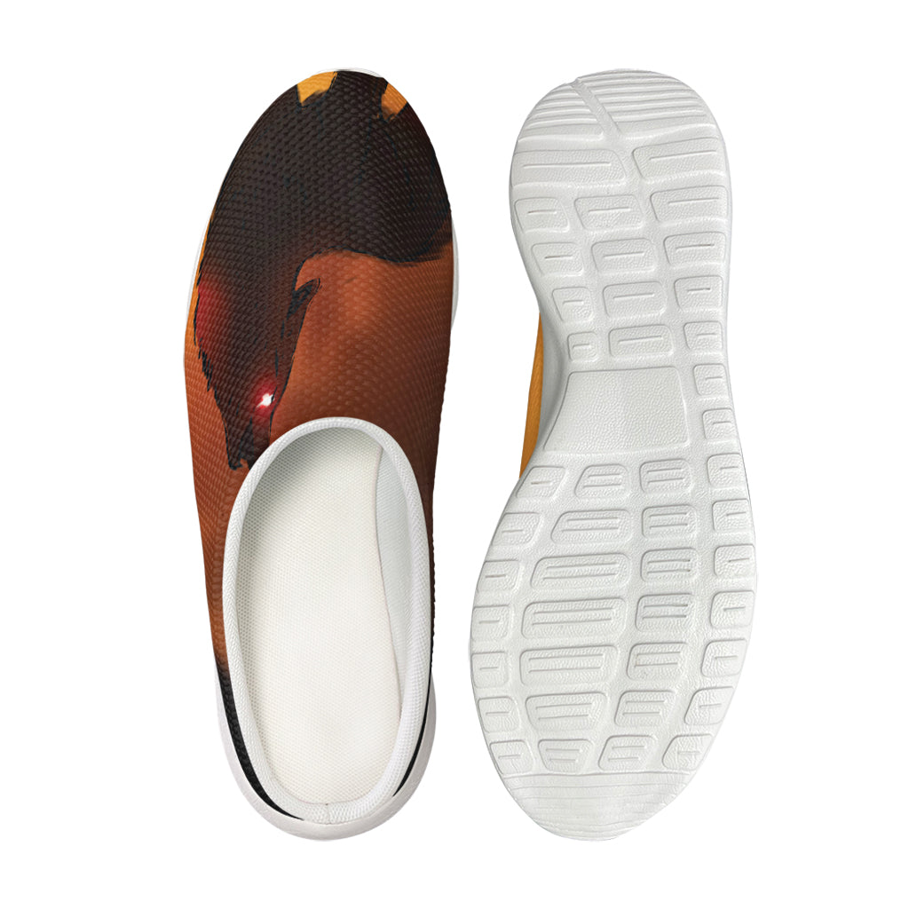Red Moon Howling Wolf Print Mesh Casual Shoes