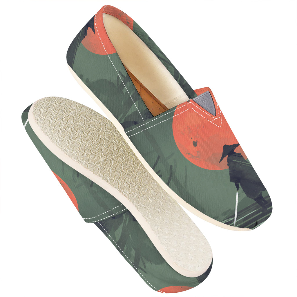 Red Moon Samurai Print Casual Shoes
