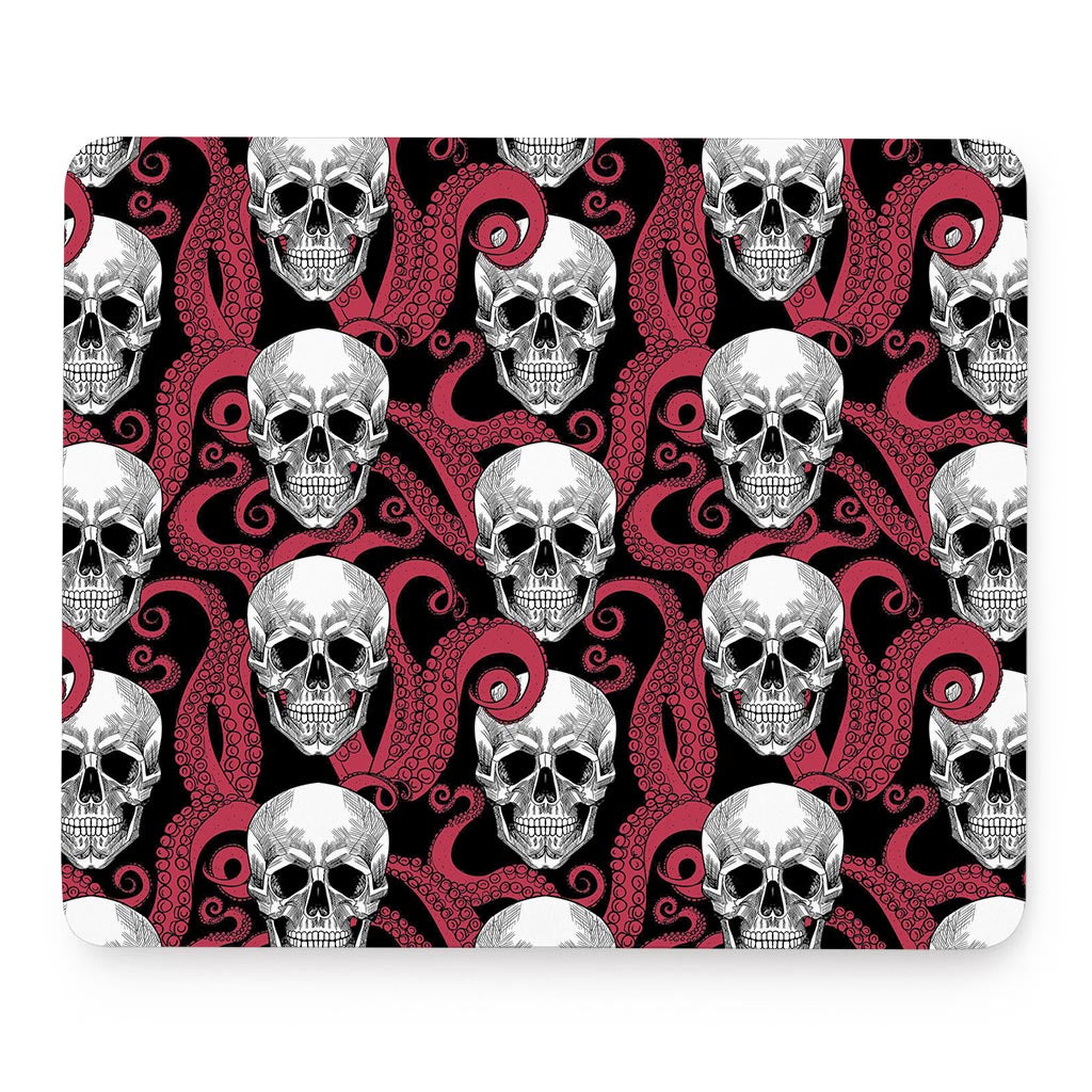 Red Octopus Skull Pattern Print Mouse Pad