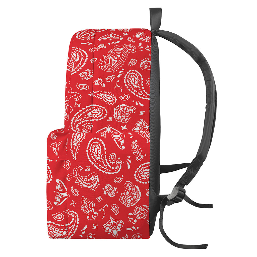 Red Paisley Bandana Pattern Print Backpack