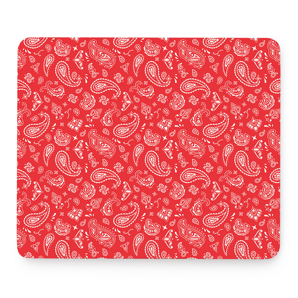 Red Paisley Bandana Pattern Print Mouse Pad