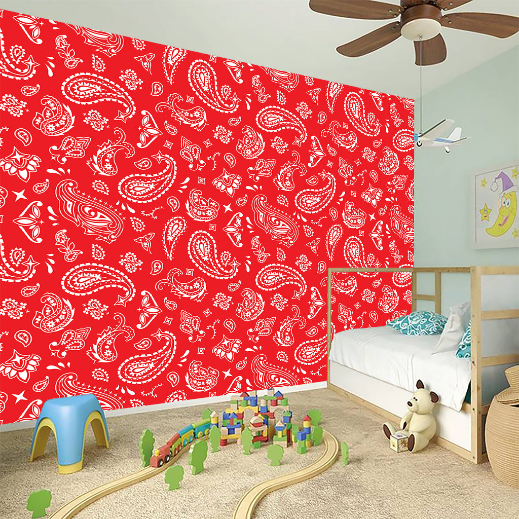 Red Paisley Bandana Pattern Print Wall Sticker