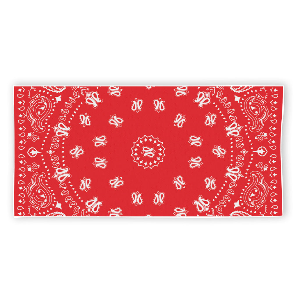 Red Paisley Bandana Print Beach Towel