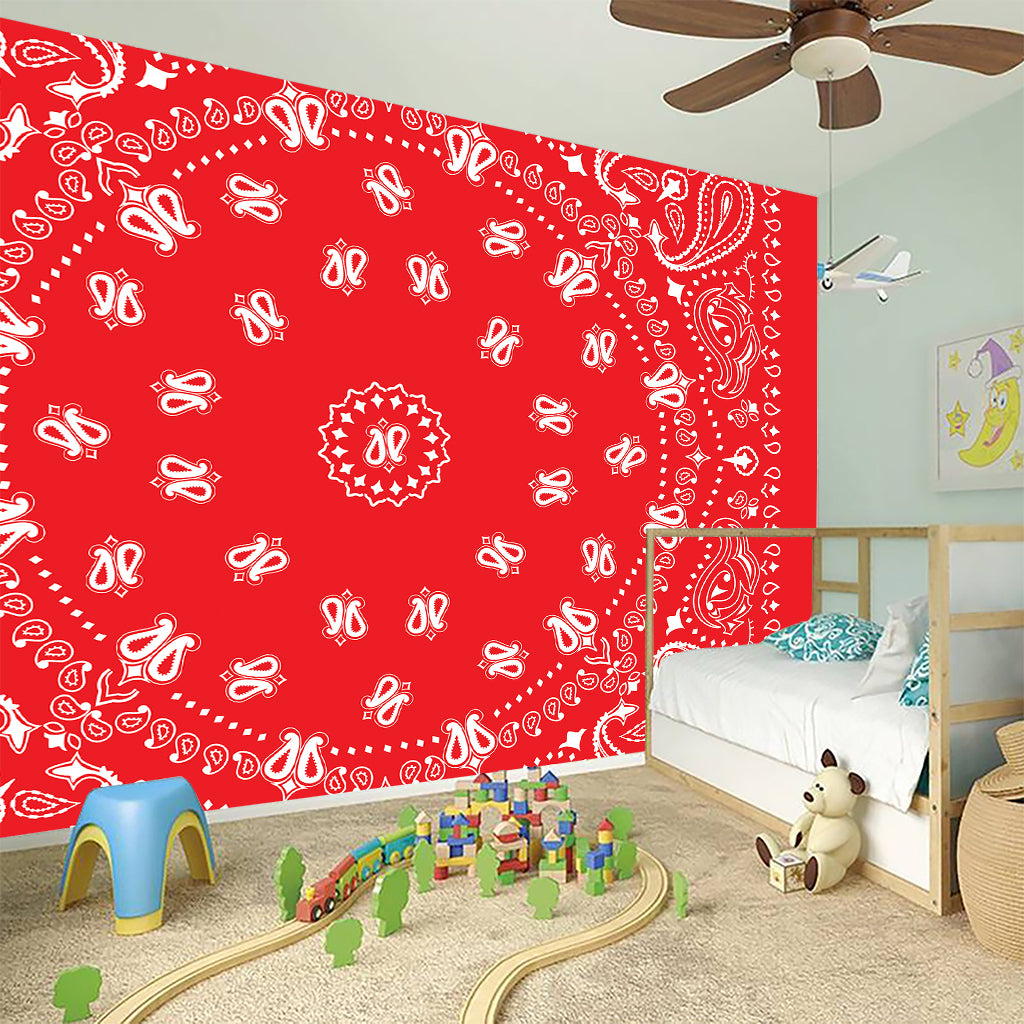 Red Paisley Bandana Print Wall Sticker