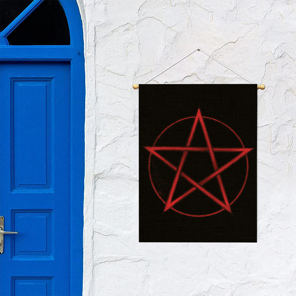Red Pentagram Symbol Print Garden Flag